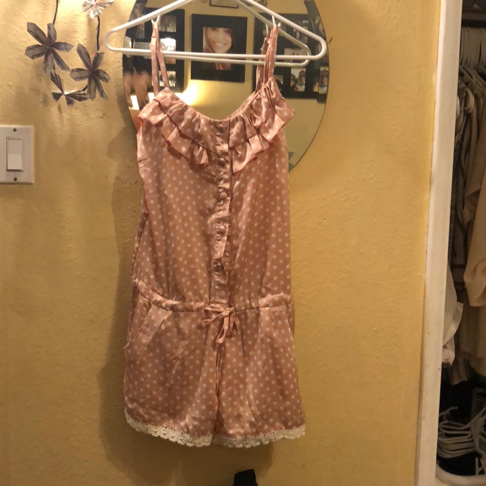 Polka dot pink romper
